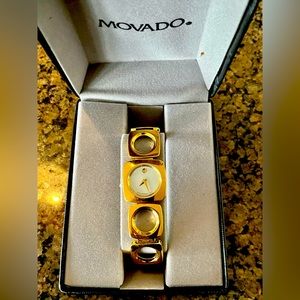 Ladies gold plated Movado Watch. Has new battery